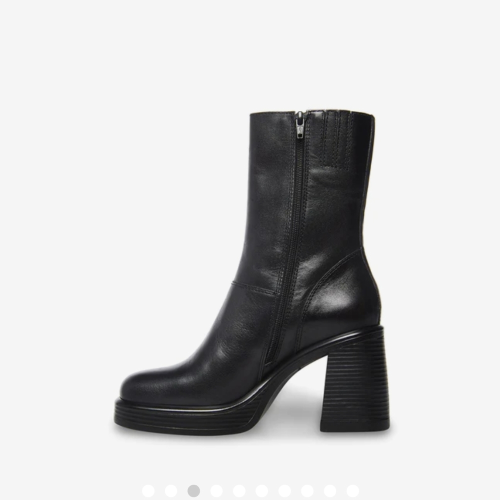 Black Leather Platform Heel Boots